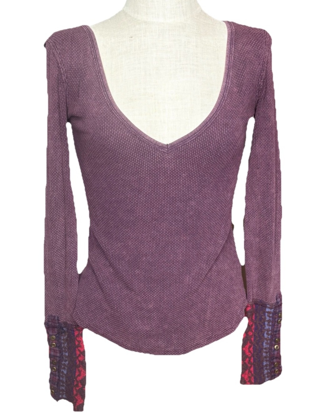 Free People We the Free Purple Art School Thermal Top